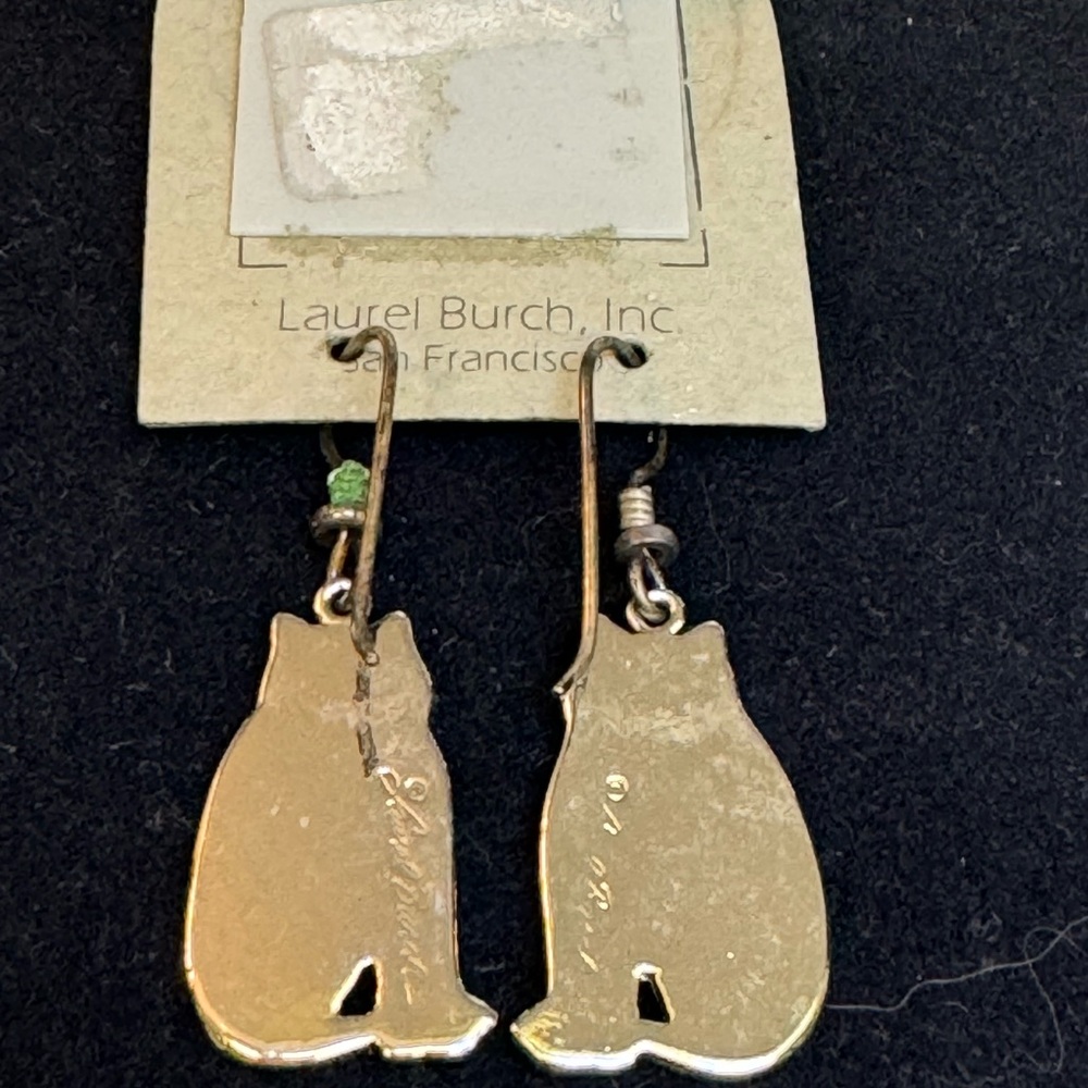 Laurel Burch Chubby Kitty Cat 😽dangles-sterling silver ear wires-NOS - Picture 4 of 4